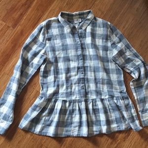 Melrose Market Peplum Flannel Button Down SM